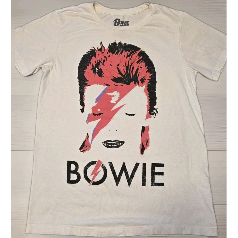 David Bowie Lightning Bolt Graphic Band T Shirt White Medium 2017 Rock Tee